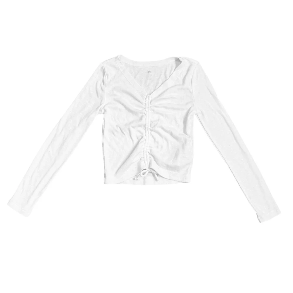 Gap Kids | Girls Set of 3 Long Sleeve Ruched Tops Cream/Black/Pink, Small